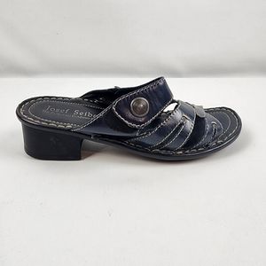 Josef Seibel 67144 Lorraine Navy Black Adjustable Slide Sandal Shoe EU 38 US 7.5
